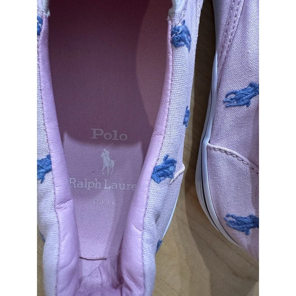 POLO RALPH LAUREN THOMPSON SLIP ON MEN SNEAKERS PONY Pink CANVAS SIZE 10D